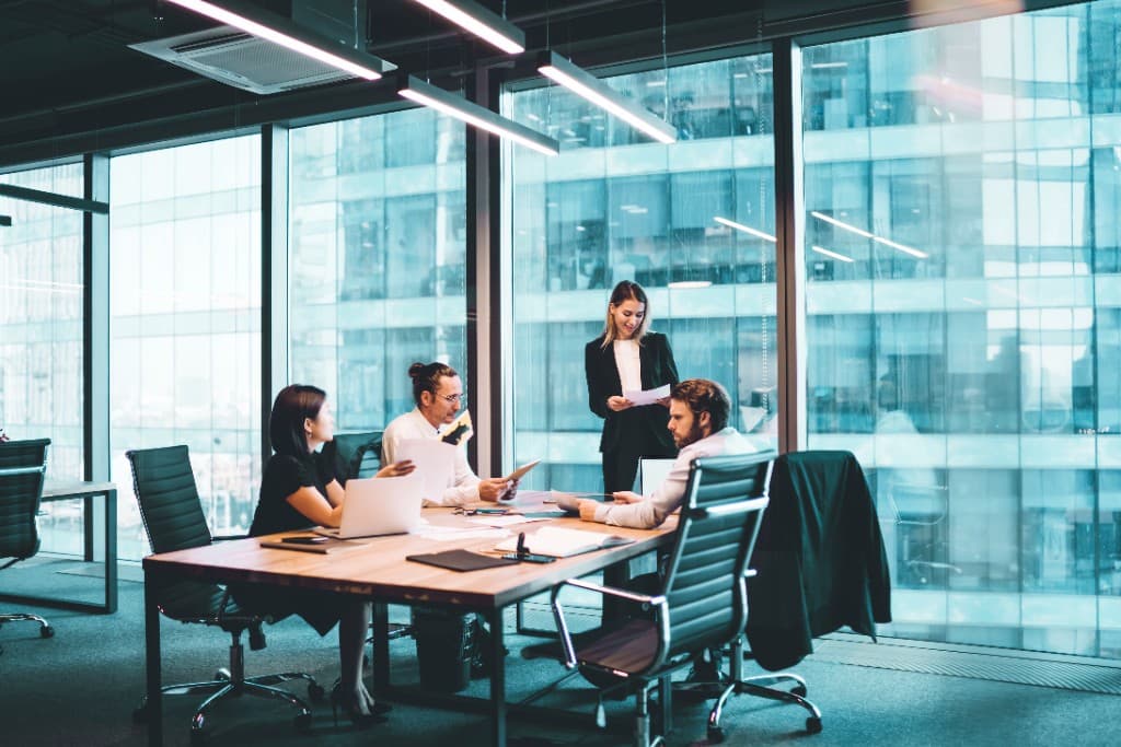 Team meeting in a modern conference room